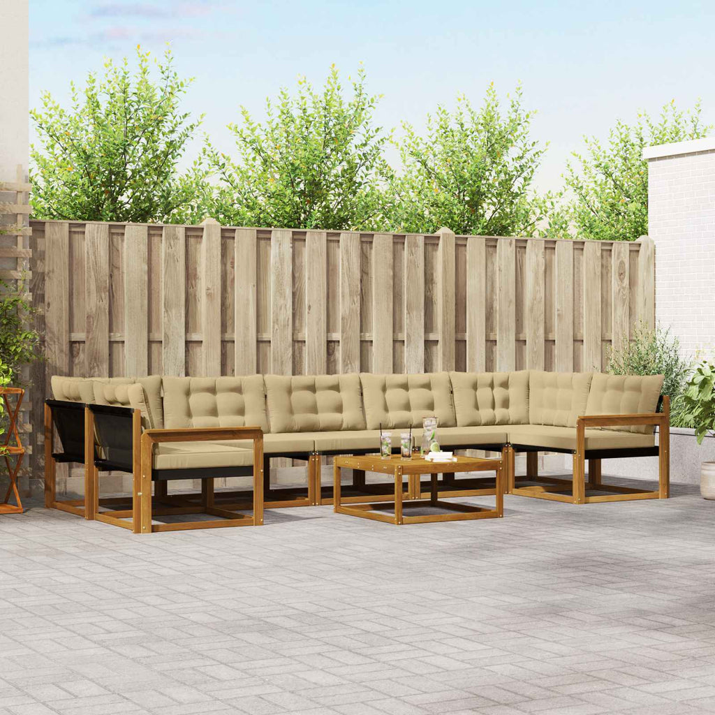 vidaXL Zestaw sof na zewnątrz z poduszką 8 pcs Naturalny i Beżowy