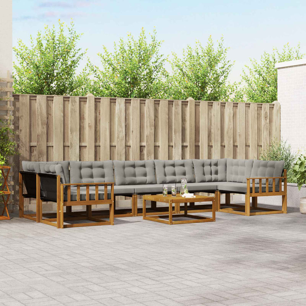 vidaXL Zestaw sof na zewnątrz z poduszką 8 pcs Naturalny i Jasny Szary