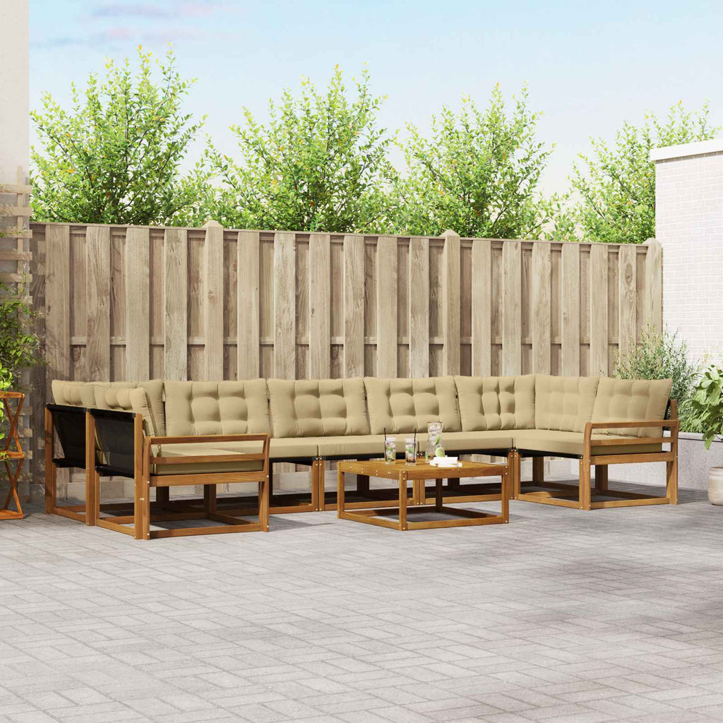vidaXL Zestaw sof na zewnątrz z poduszką 8 pcs Naturalny i Beżowy