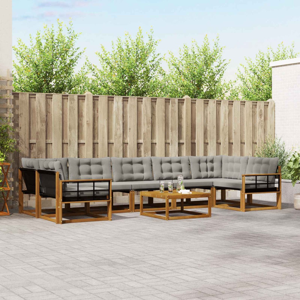 vidaXL Zestaw sof na zewnątrz z poduszką 8 pcs Naturalny i Jasny Szary