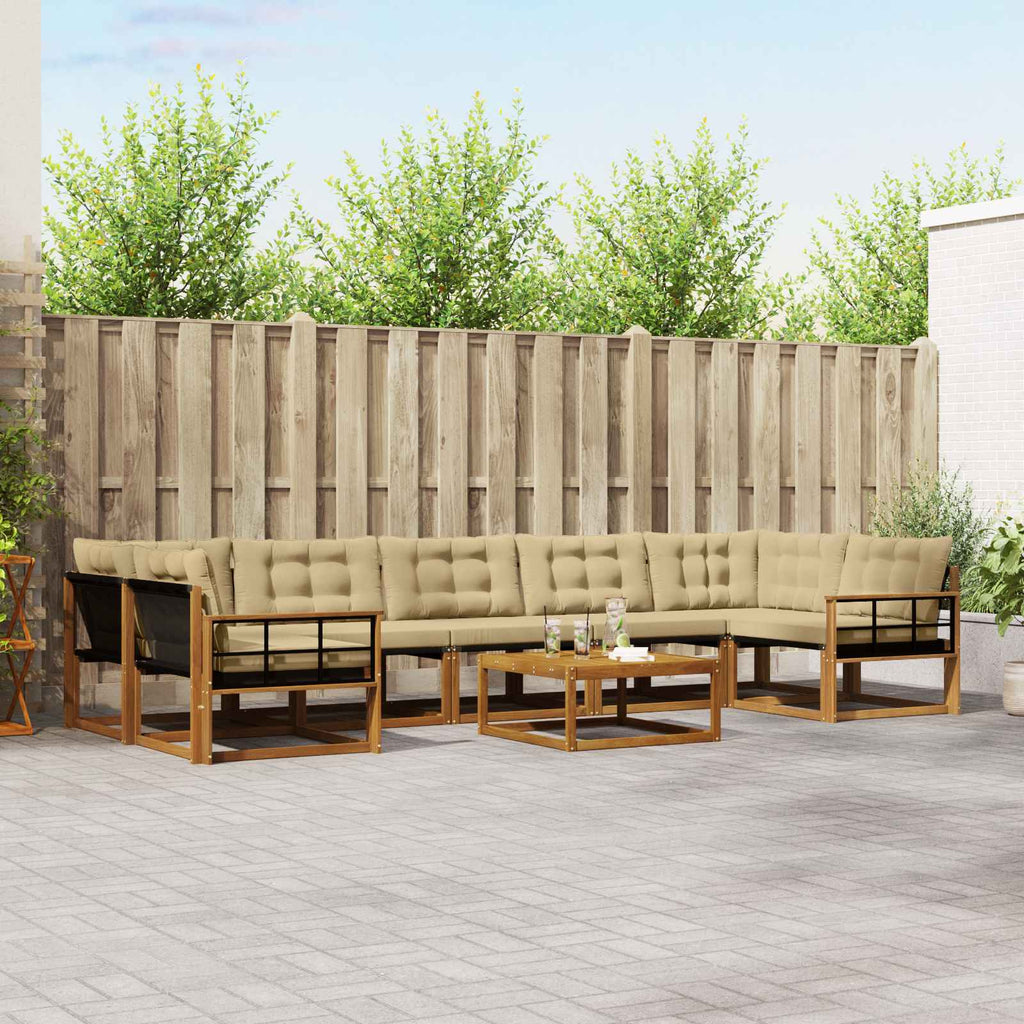vidaXL Zestaw sof na zewnątrz z poduszką 8 pcs Naturalny i Beżowy