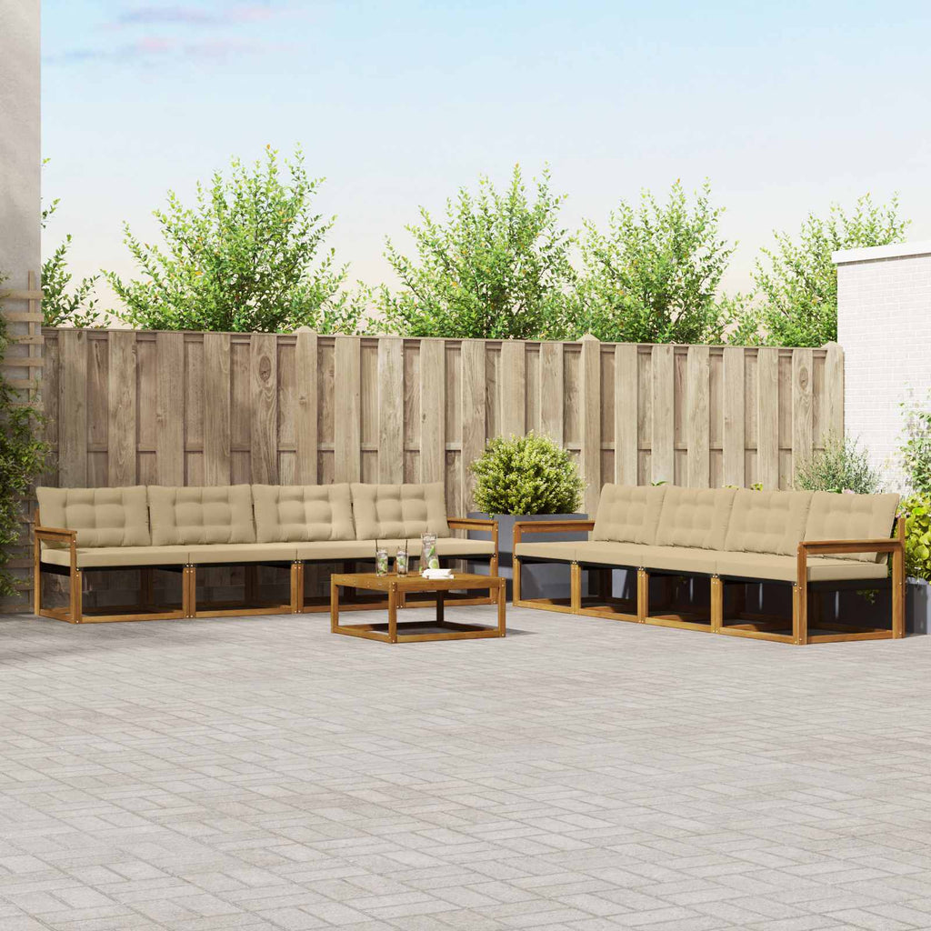 vidaXL Zestaw sof na zewnątrz z poduszką 9 pcs Naturalny i Beżowy