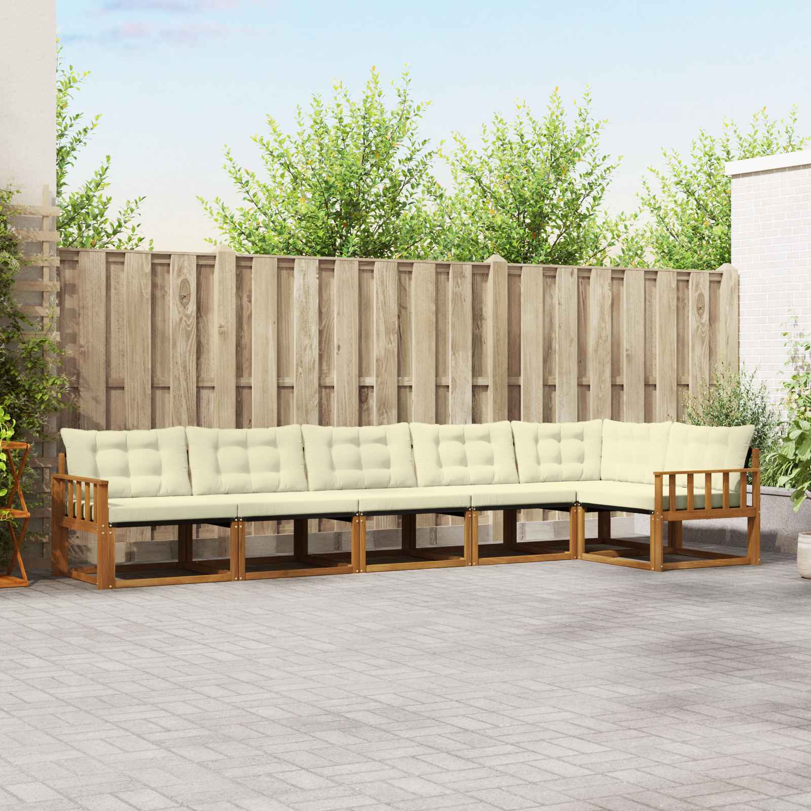 vidaXL Zestaw sof na zewnątrz z poduszką 6 pcs Naturalny i Kremowy