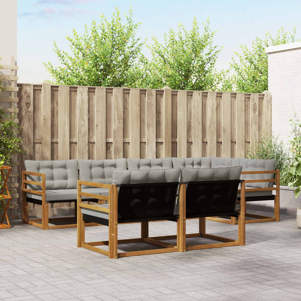 vidaXL Zestaw sof na zewnątrz z poduszką 7 pcs Naturalny i Jasny Szary