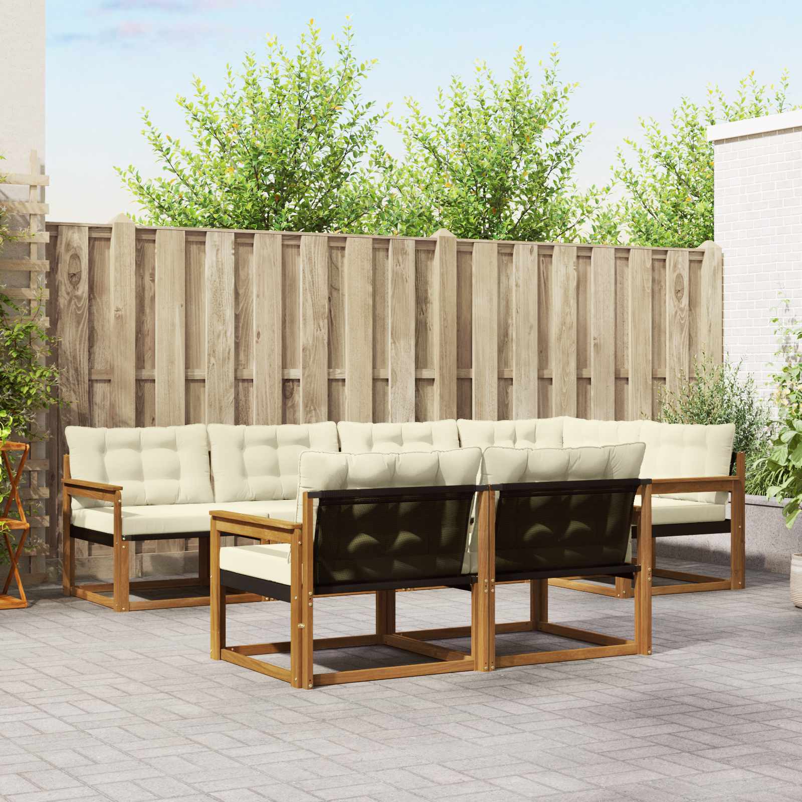 vidaXL Zestaw sof na zewnątrz z poduszką 7 pcs Naturalny i Kremowy