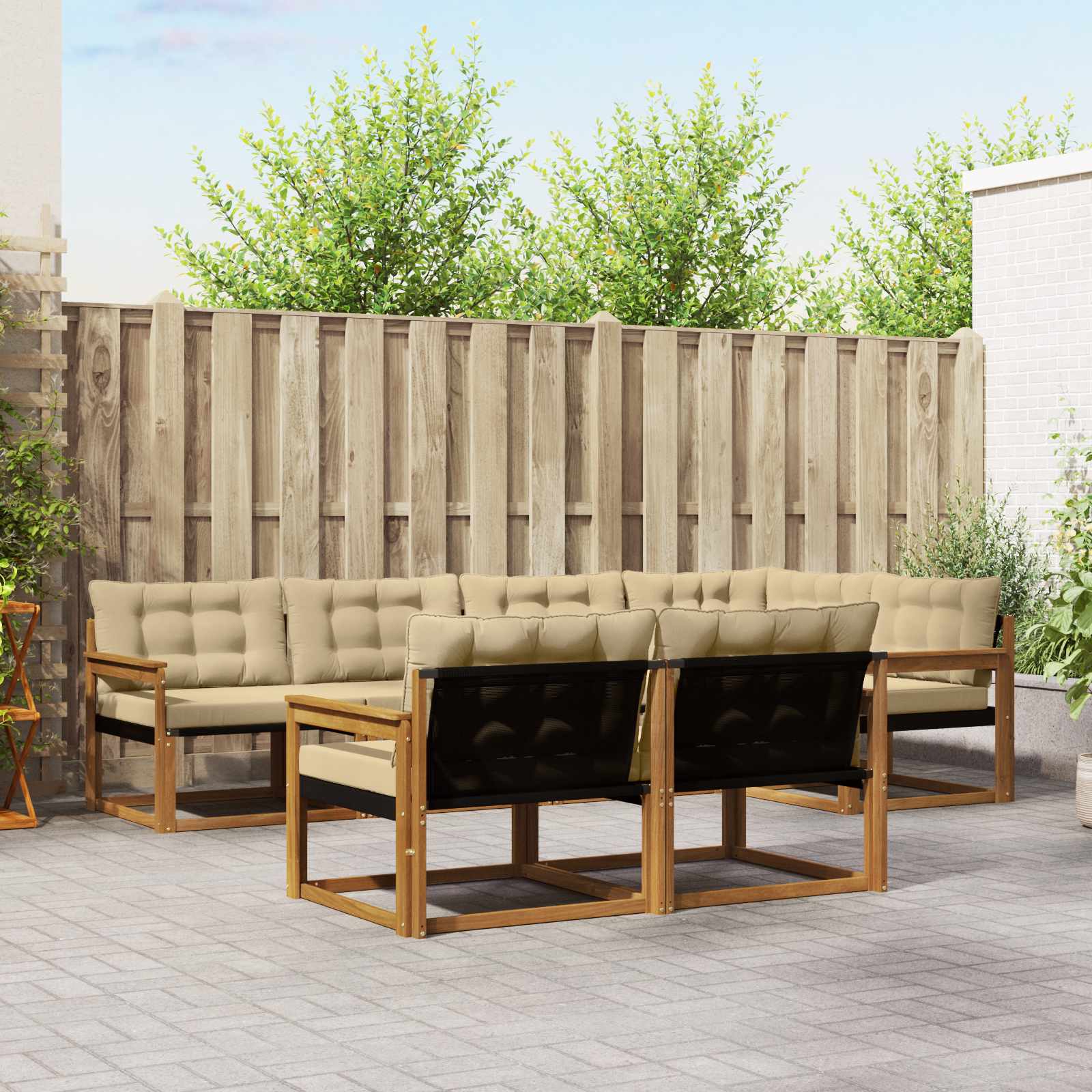 vidaXL Zestaw sof na zewnątrz z poduszką 7 pcs Naturalny i Beżowy