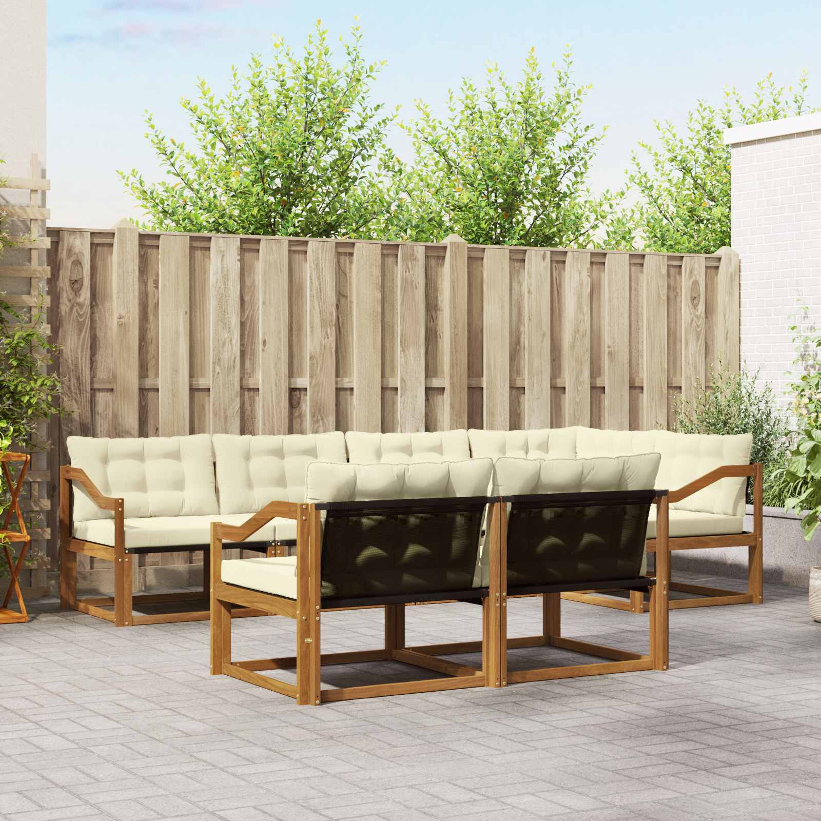 vidaXL Zestaw sof na zewnątrz z poduszką 7 pcs Naturalny i Kremowy