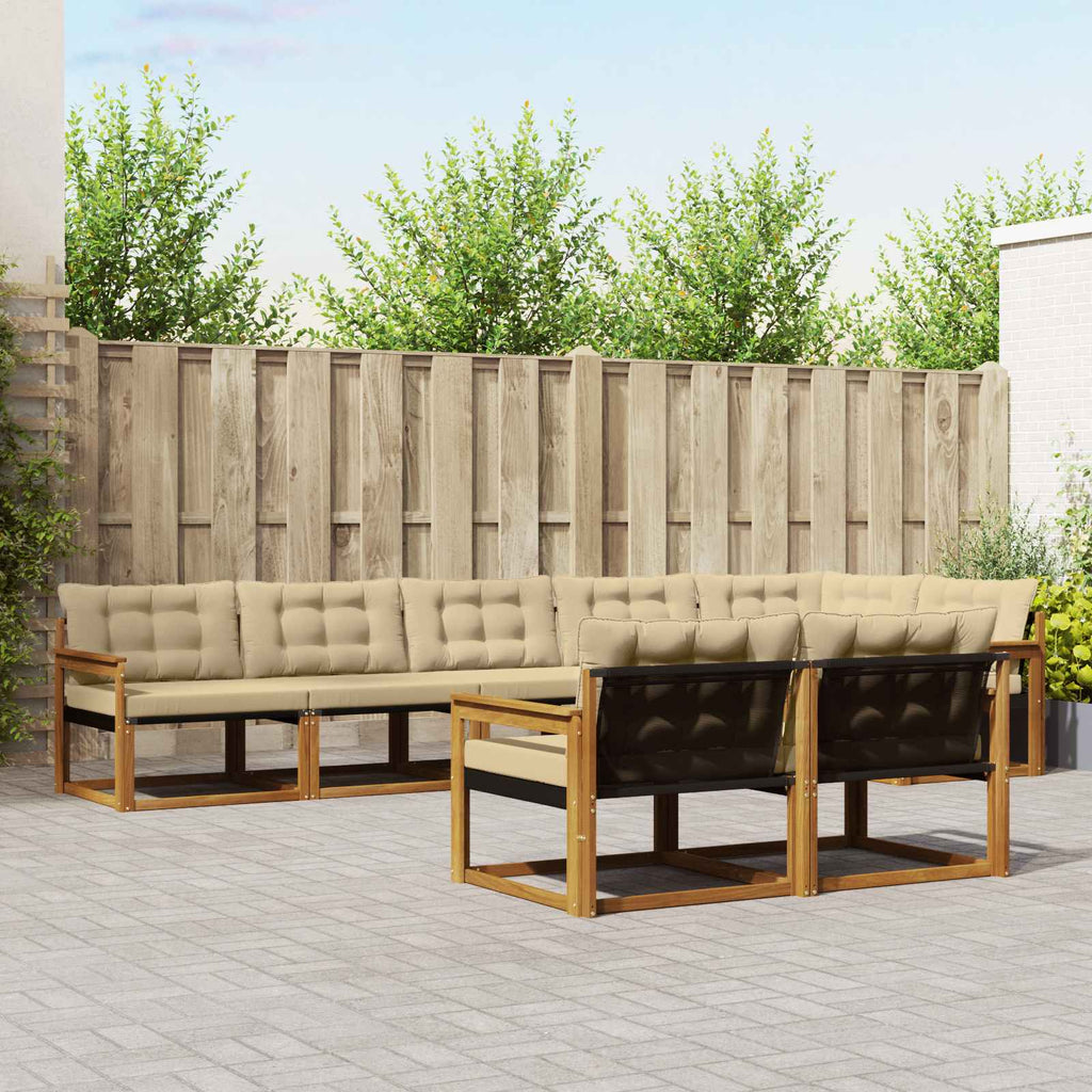 vidaXL Zestaw sof na zewnątrz z poduszką 8 pcs Naturalny i Beżowy