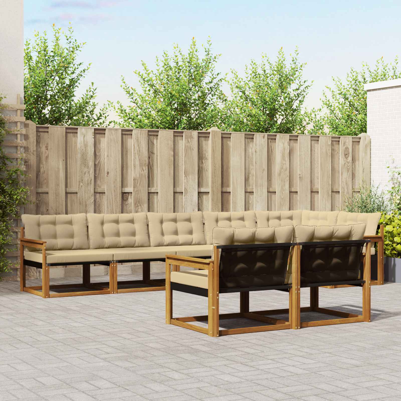 vidaXL Zestaw sof na zewnątrz z poduszką 8 pcs Naturalny i Beżowy