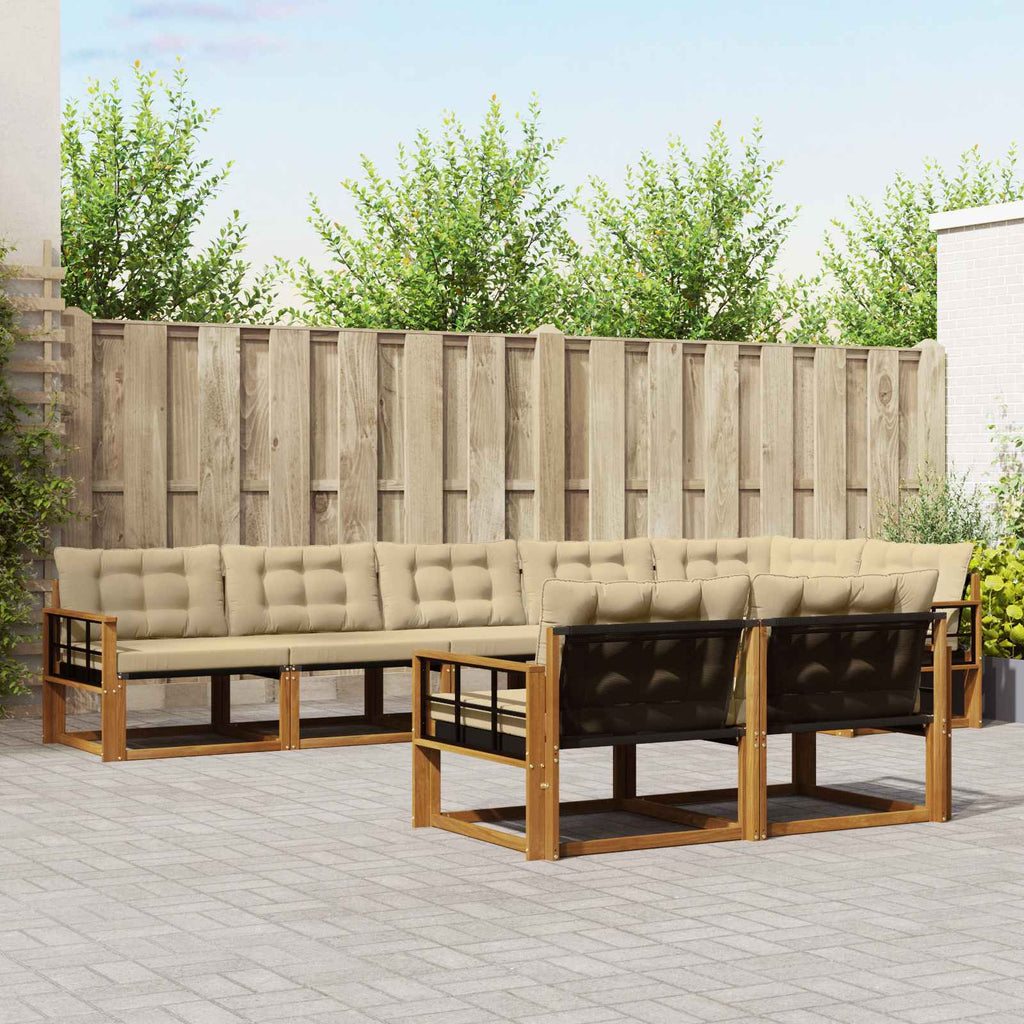vidaXL Zestaw sof na zewnątrz z poduszką 8 pcs Naturalny i Beżowy