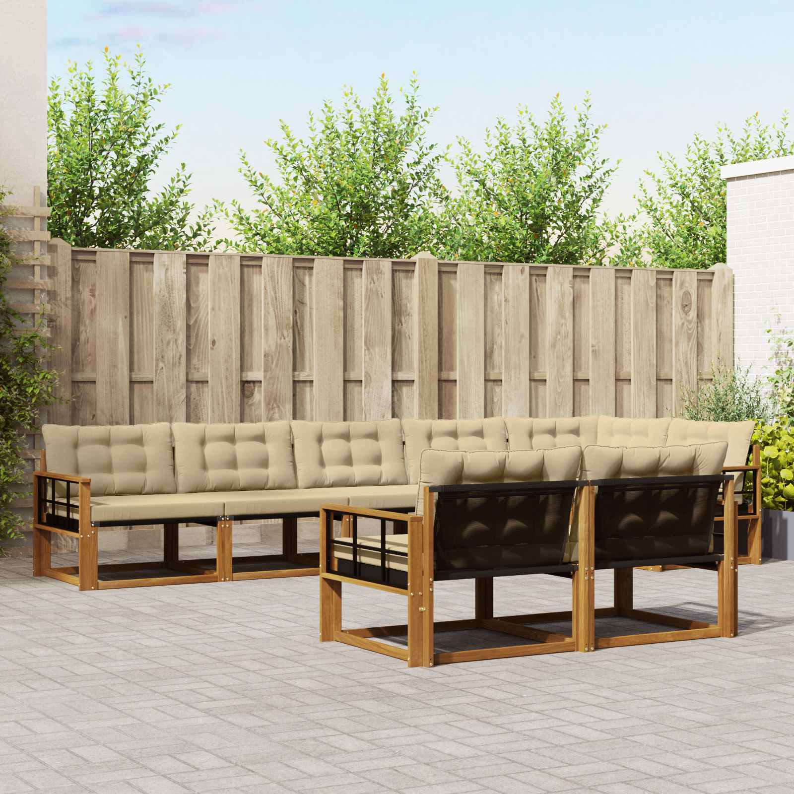 vidaXL Zestaw sof na zewnątrz z poduszką 8 pcs Naturalny i Beżowy