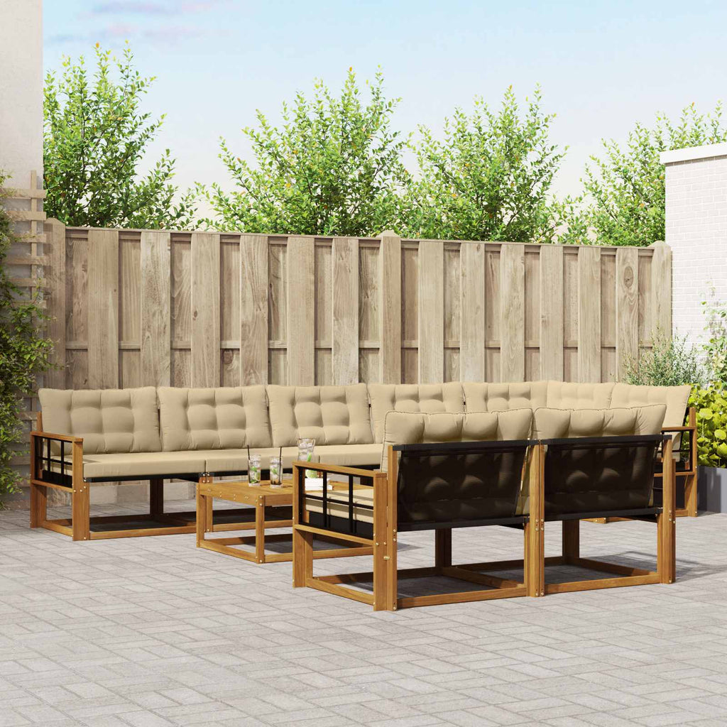vidaXL Zestaw sof na zewnątrz z poduszką 9 pcs Naturalny i Beżowy