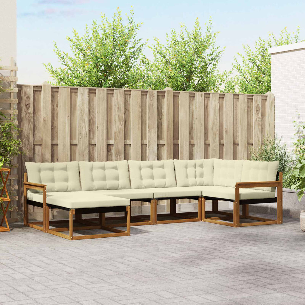 vidaXL Zestaw sof na zewnątrz z poduszką 6 pcs Naturalny i Kremowy