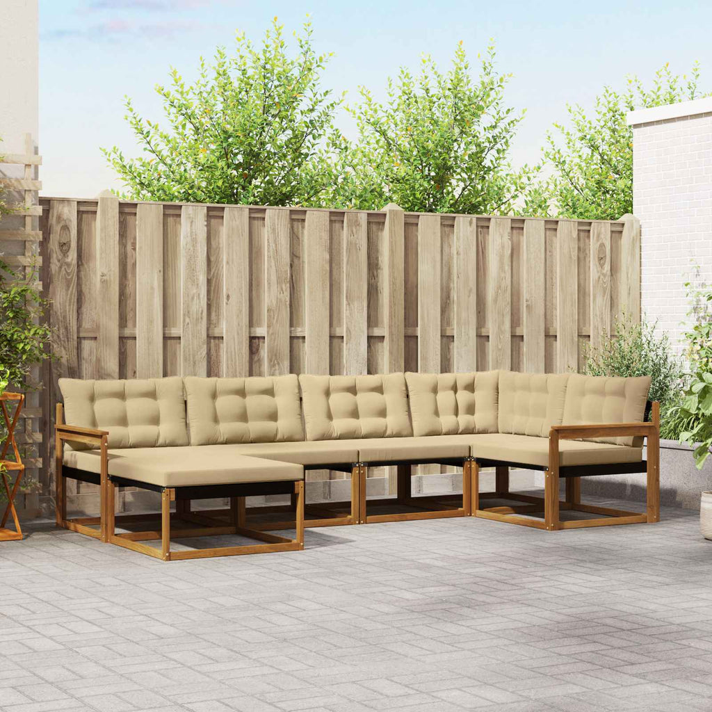 vidaXL Zestaw sof na zewnątrz z poduszką 6 pcs Naturalny i Beżowy