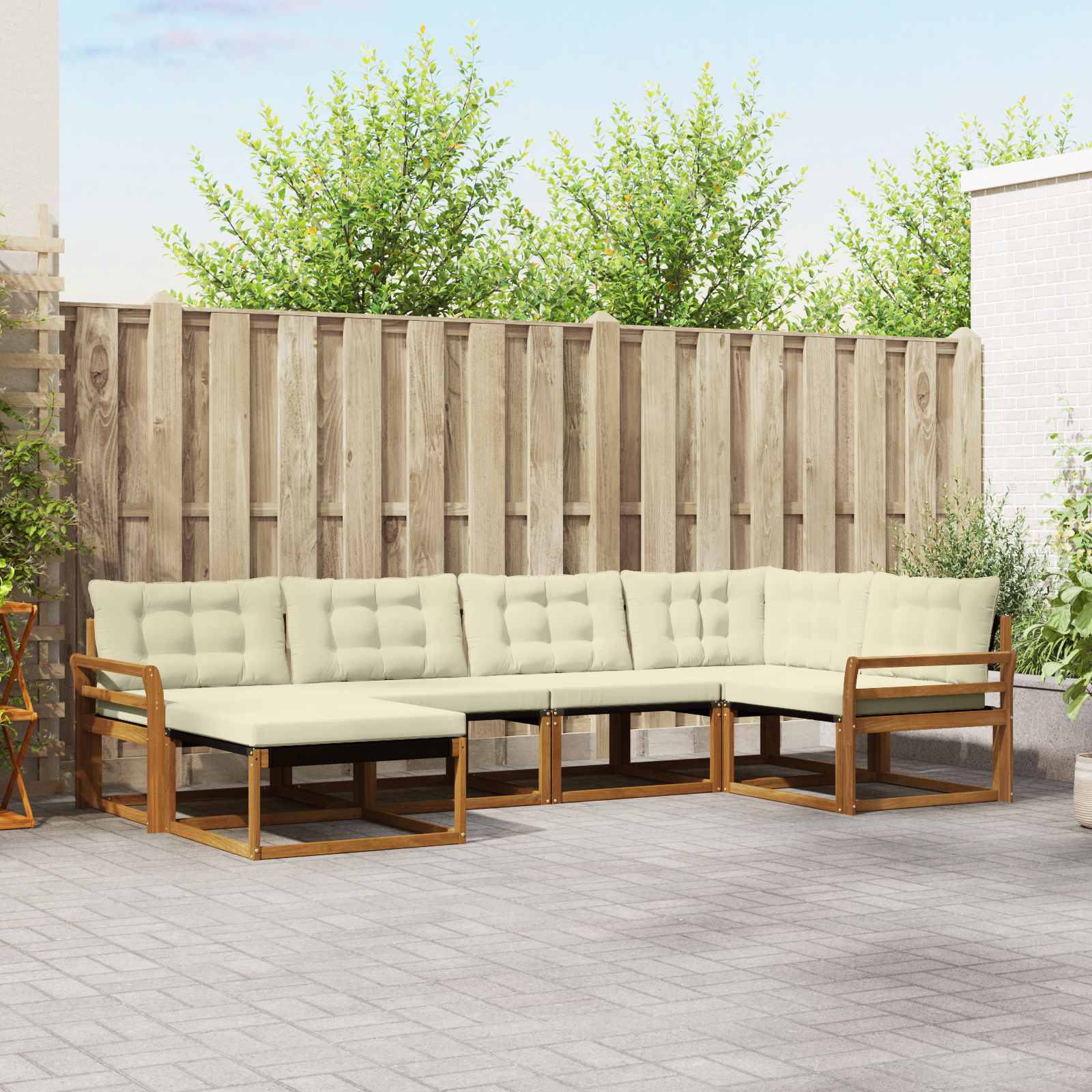 vidaXL Zestaw sof na zewnątrz z poduszką 6 pcs Naturalny i Kremowy