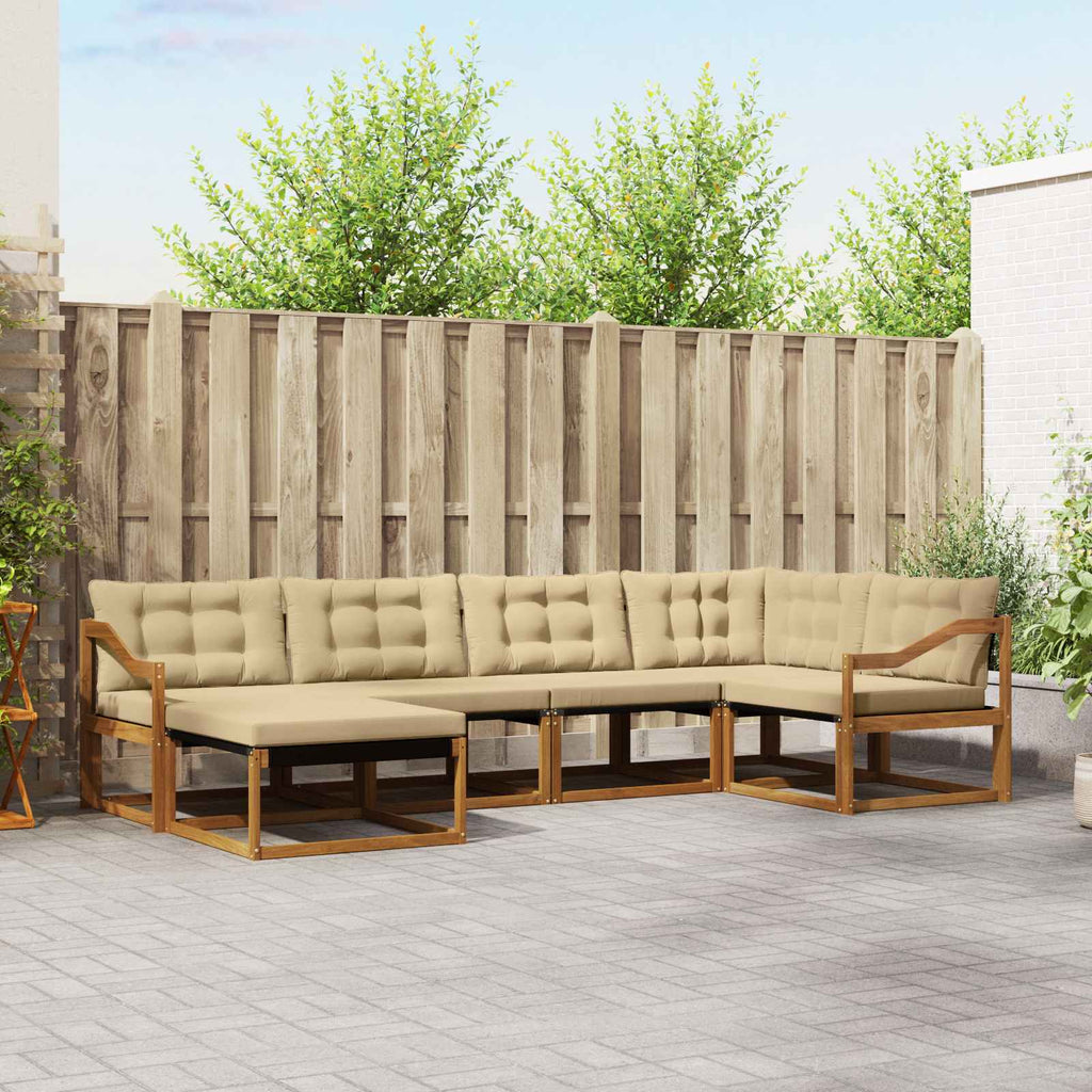 vidaXL Zestaw sof na zewnątrz z poduszką 6 pcs Naturalny i Beżowy