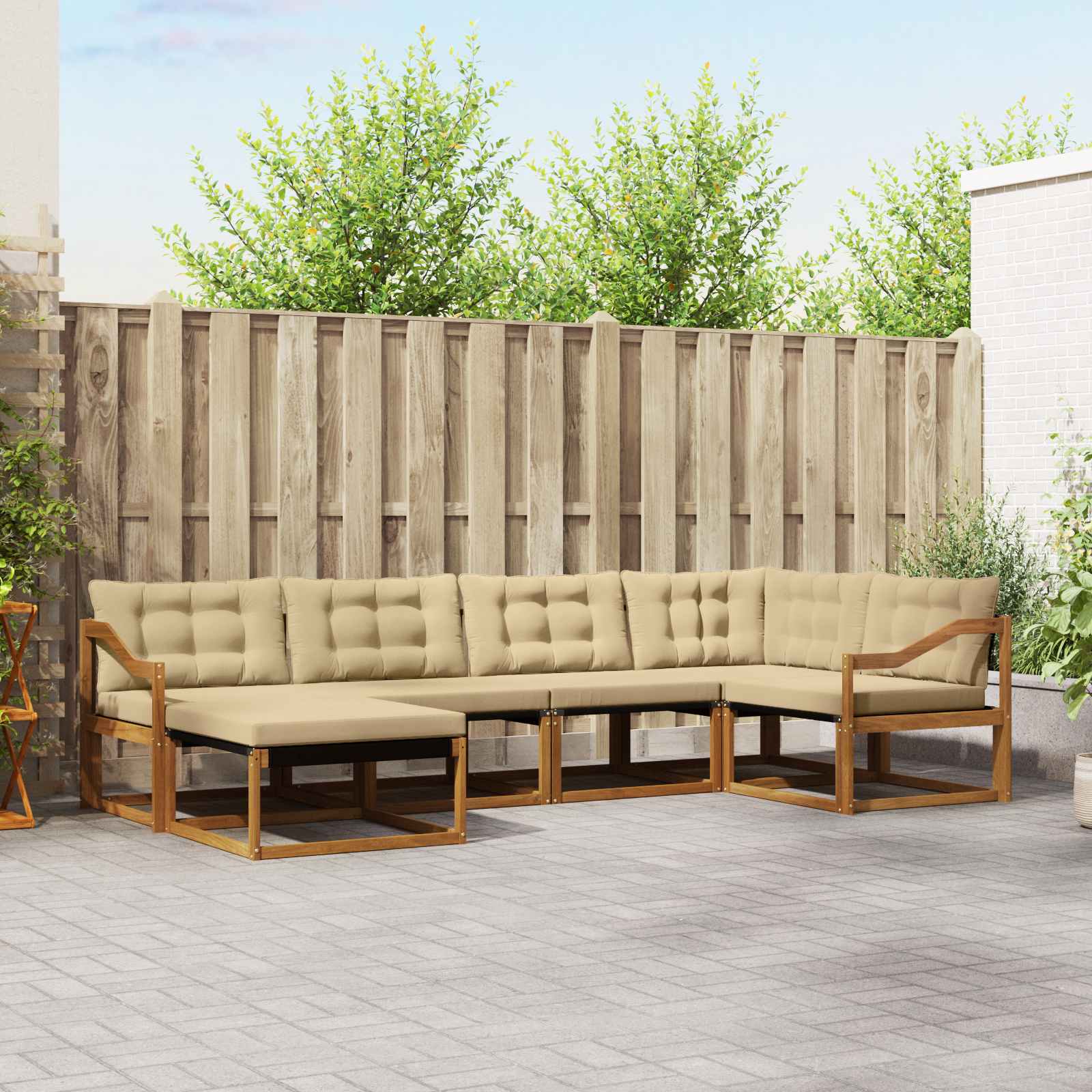 vidaXL Zestaw sof na zewnątrz z poduszką 6 pcs Naturalny i Beżowy