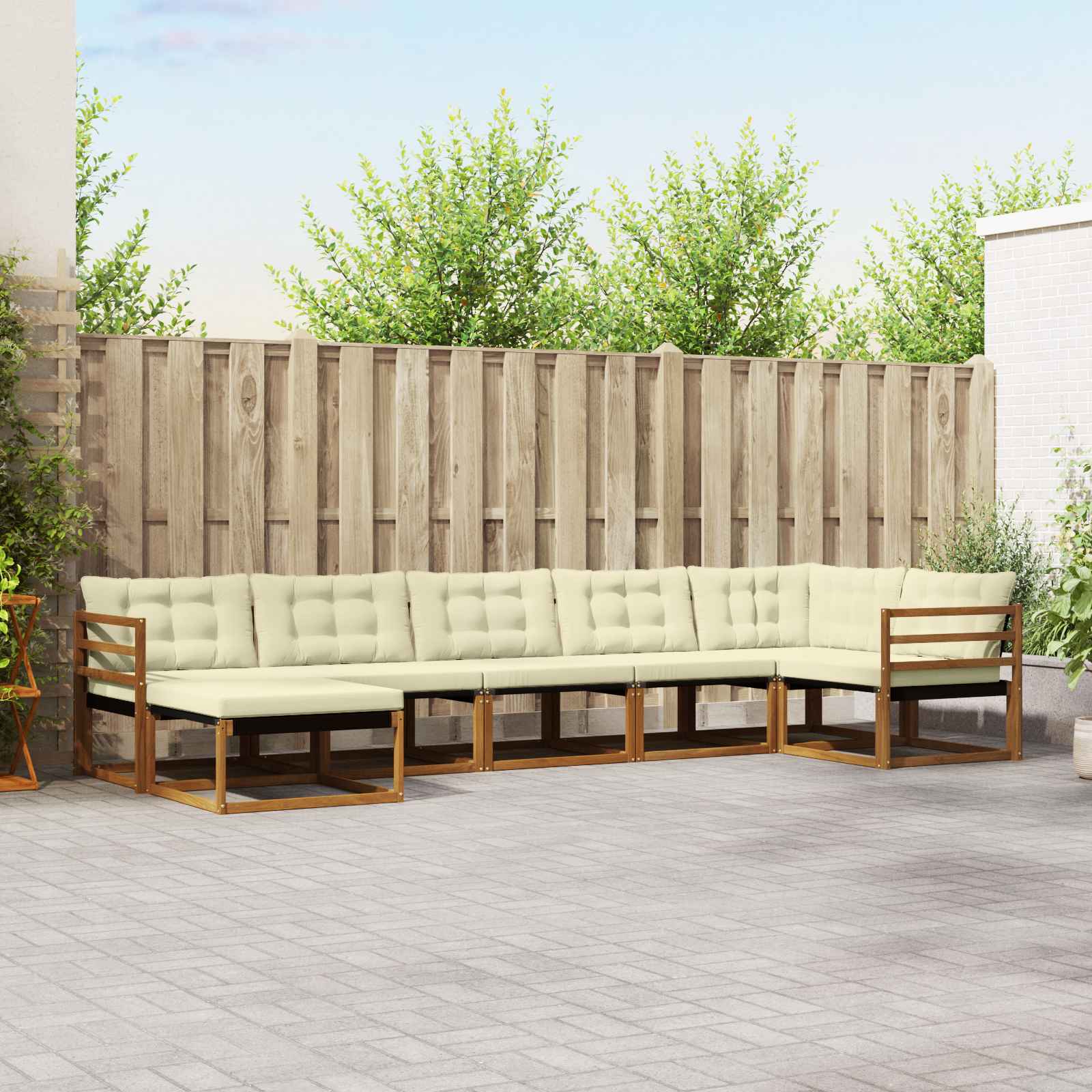 vidaXL Zestaw sof na zewnątrz z poduszką 7 pcs Naturalny i Kremowy