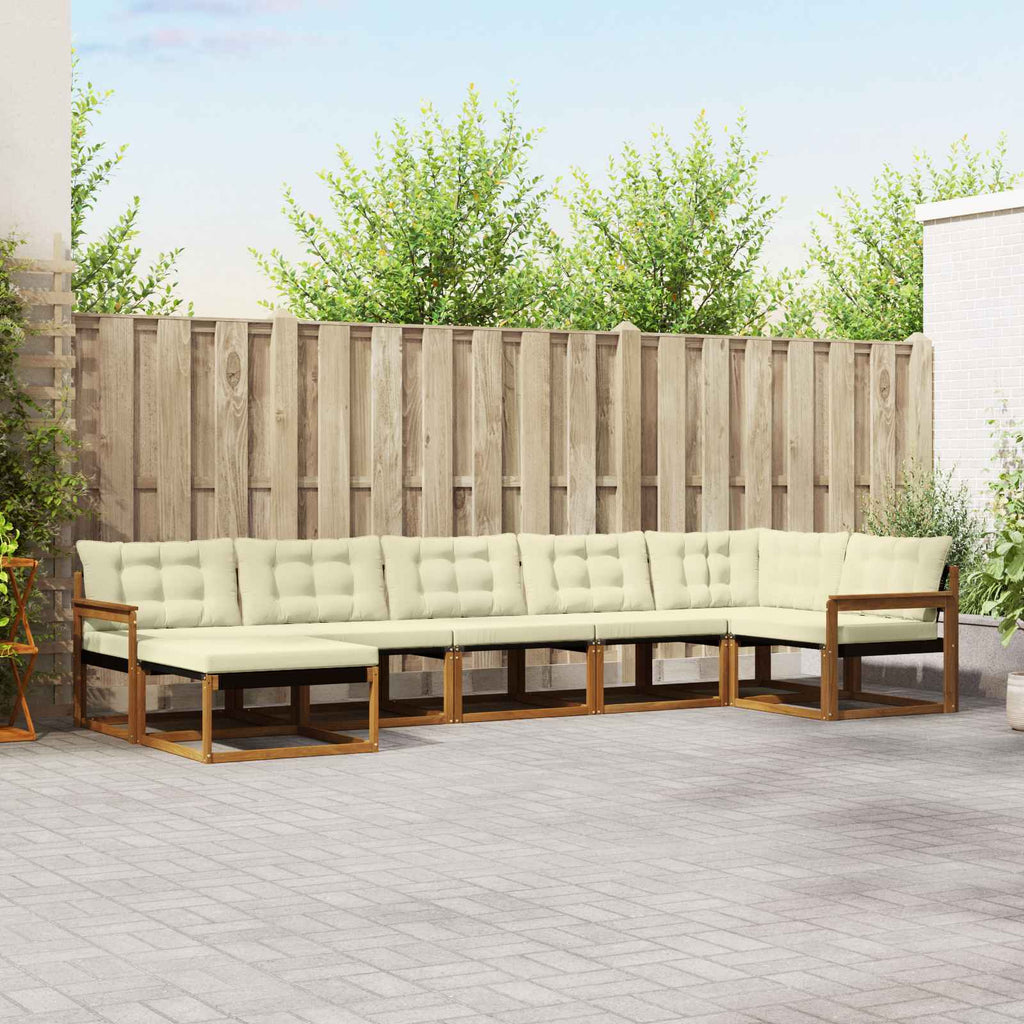 vidaXL Zestaw sof na zewnątrz z poduszką 7 pcs Naturalny i Kremowy