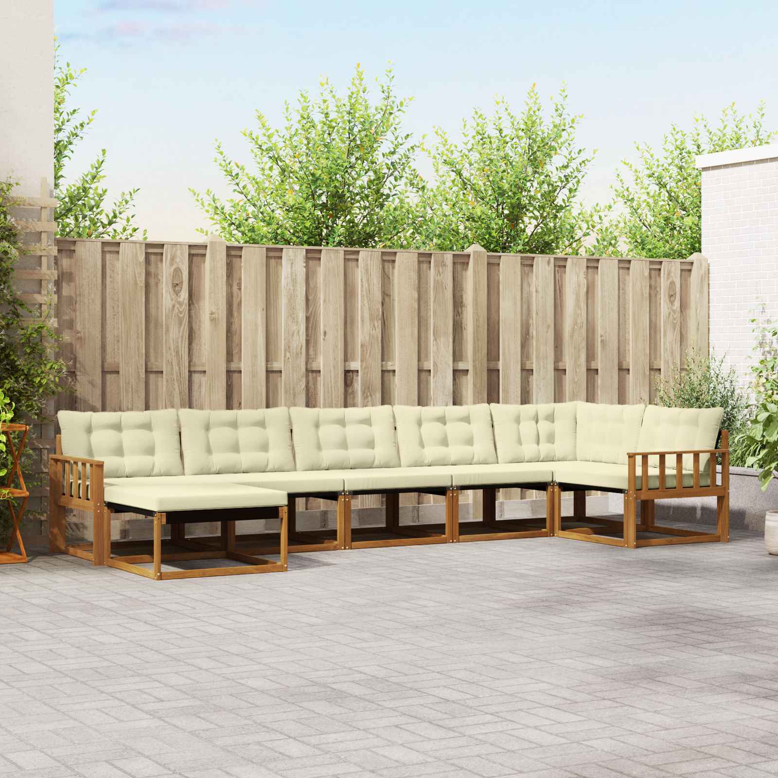 vidaXL Zestaw sof na zewnątrz z poduszką 7 pcs Naturalny i Kremowy