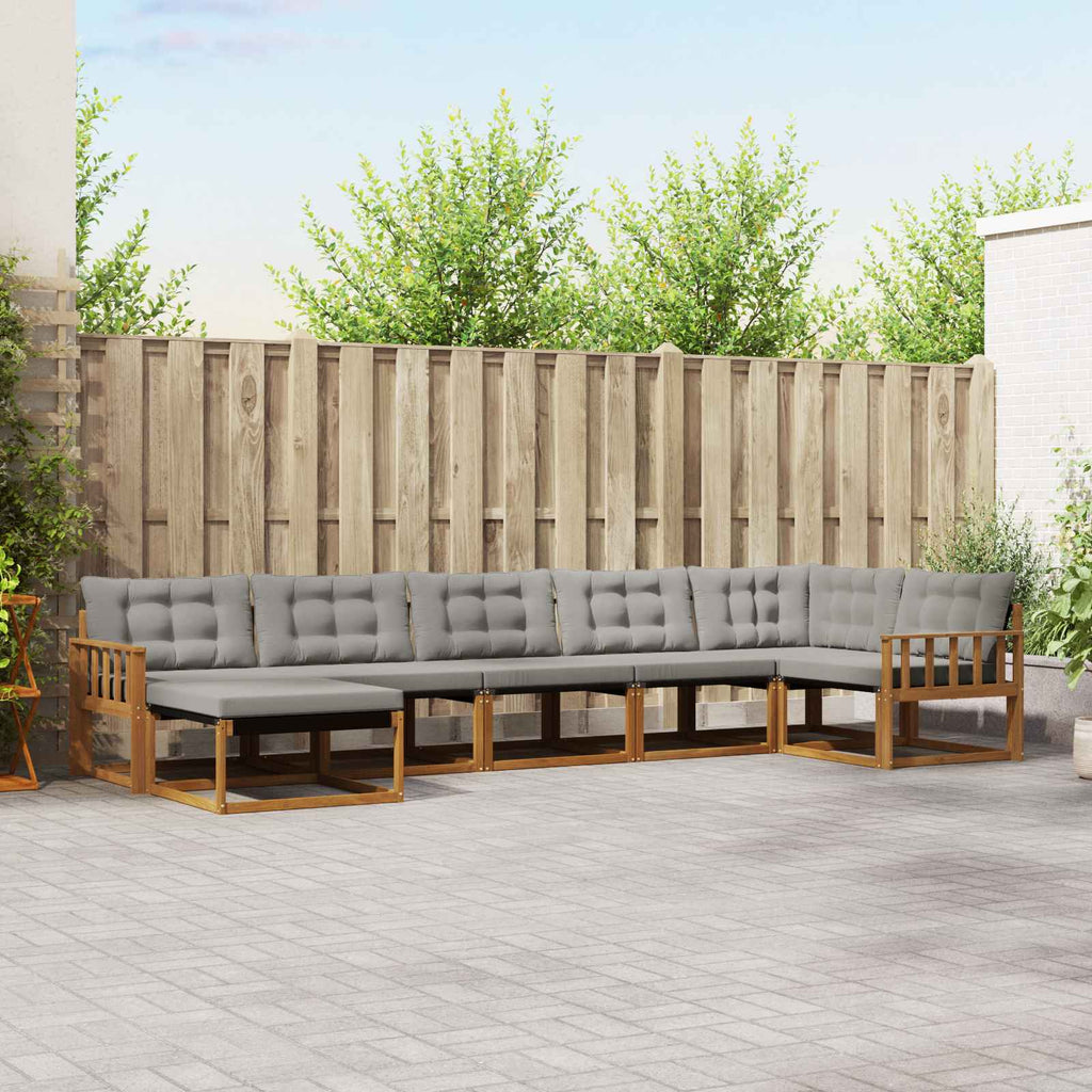 vidaXL Zestaw sof na zewnątrz z poduszką 7 pcs Naturalny i Jasny Szary