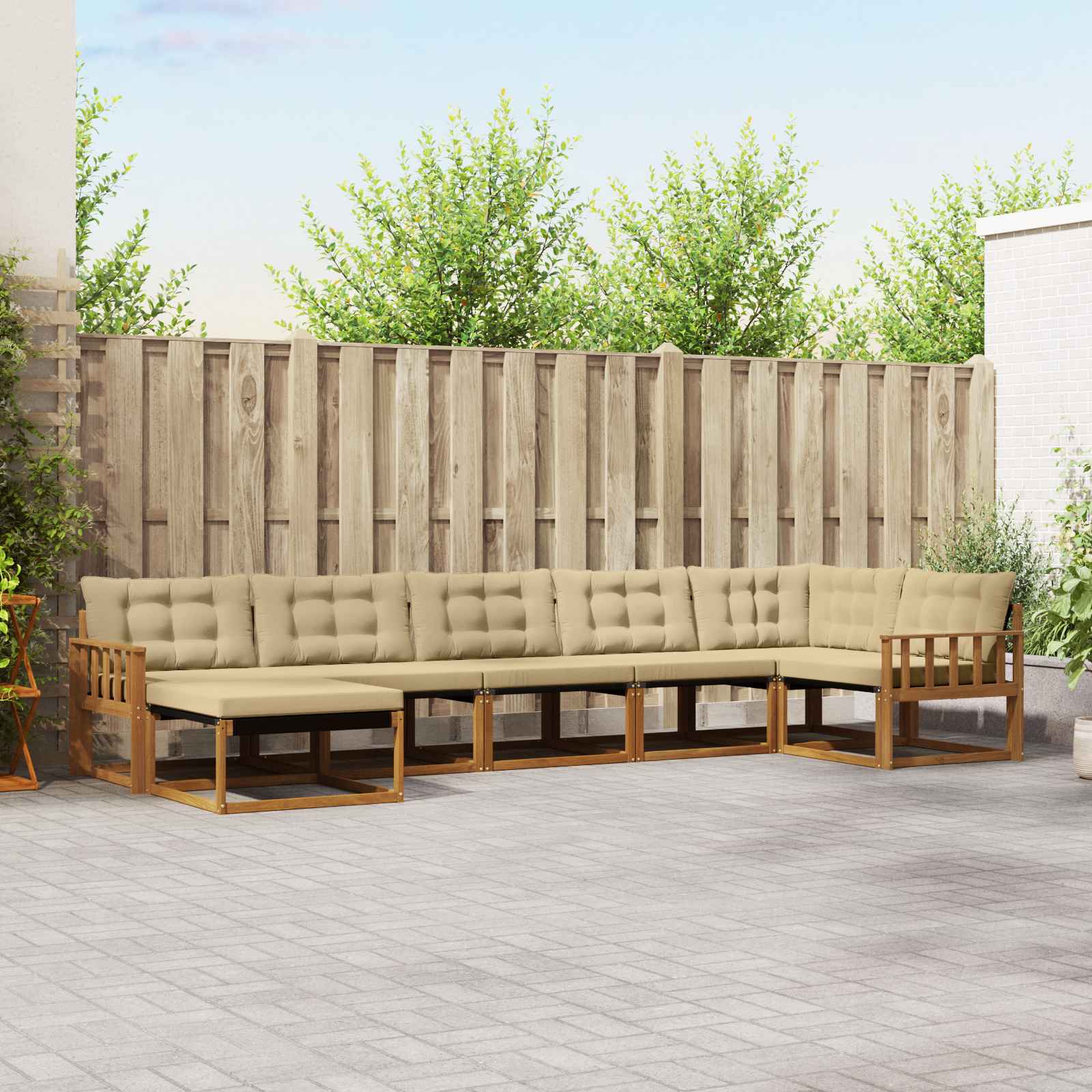vidaXL Zestaw sof na zewnątrz z poduszką 7 pcs Naturalny i Beżowy