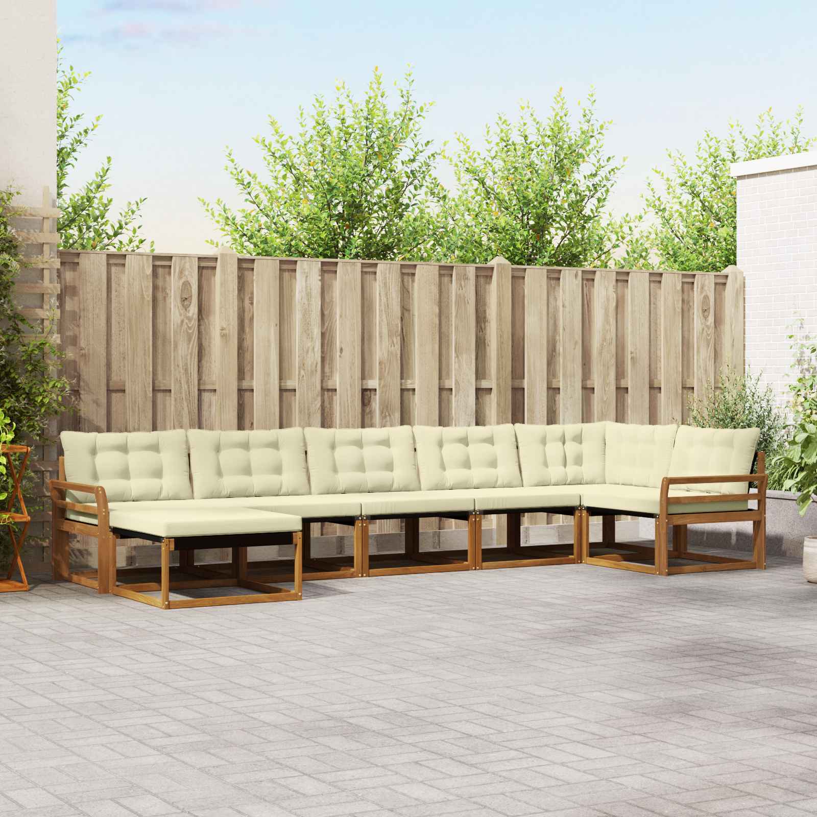 vidaXL Zestaw sof na zewnątrz z poduszką 7 pcs Naturalny i Kremowy