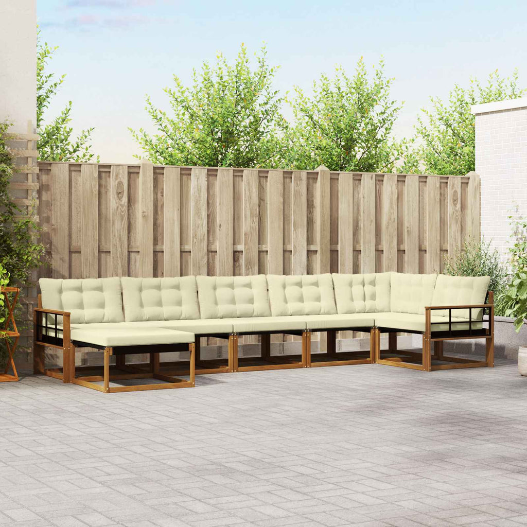 vidaXL Zestaw sof na zewnątrz z poduszką 7 pcs Naturalny i Kremowy