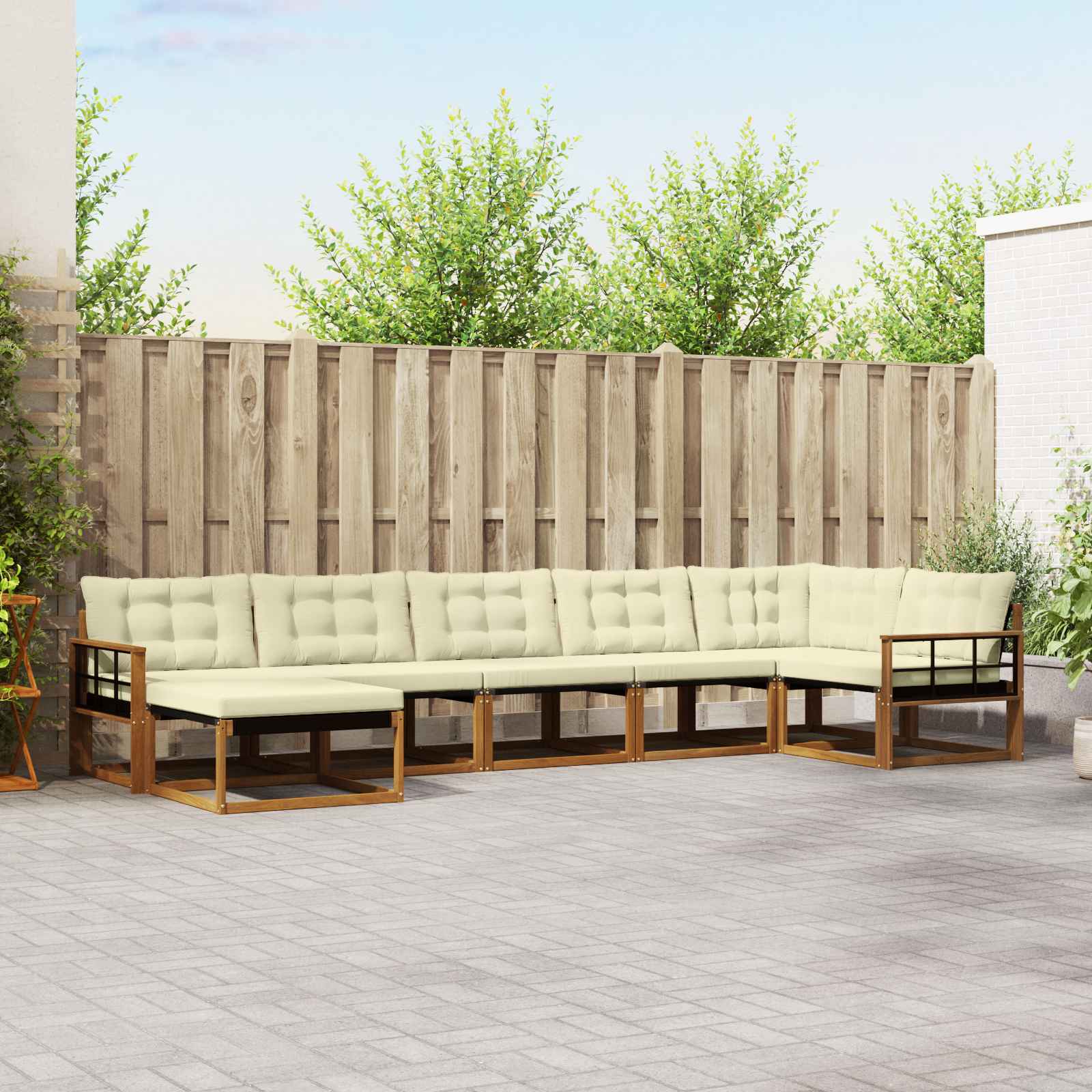 vidaXL Zestaw sof na zewnątrz z poduszką 7 pcs Naturalny i Kremowy