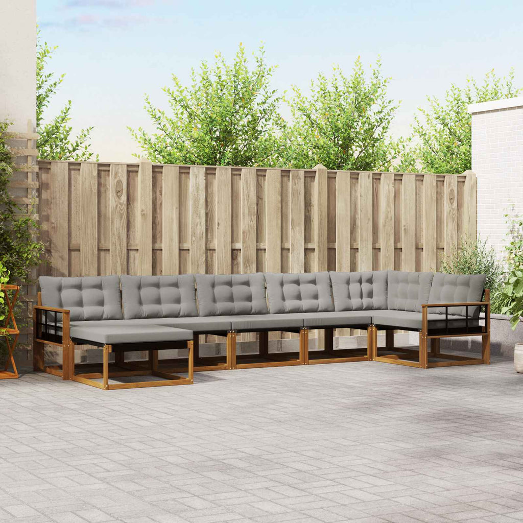 vidaXL Zestaw sof na zewnątrz z poduszką 7 pcs Naturalny i Jasny Szary