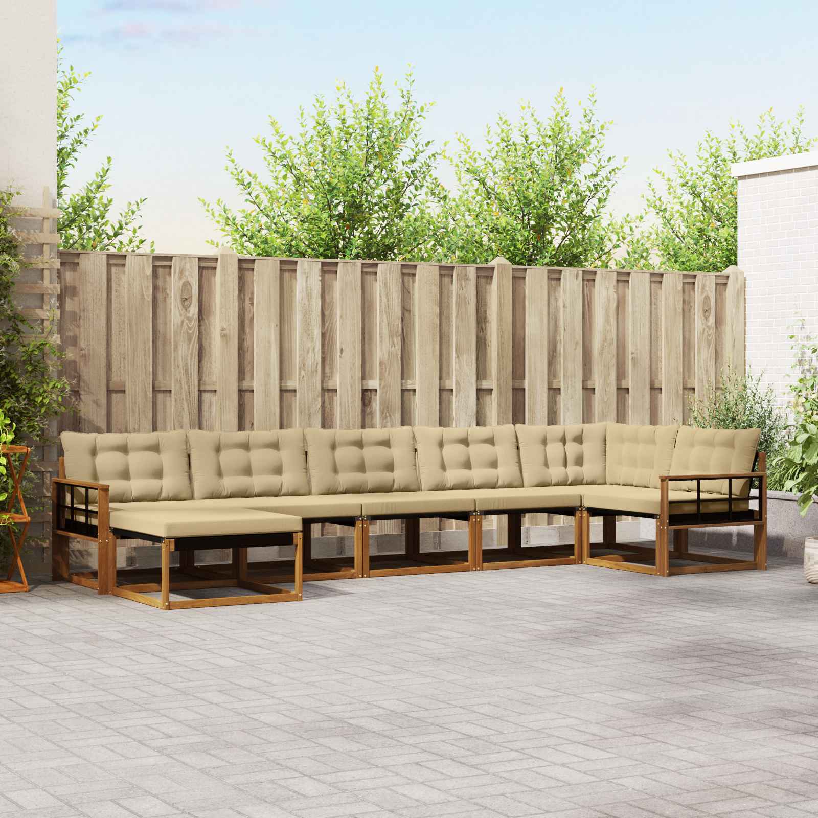 vidaXL Zestaw sof na zewnątrz z poduszką 7 pcs Naturalny i Beżowy