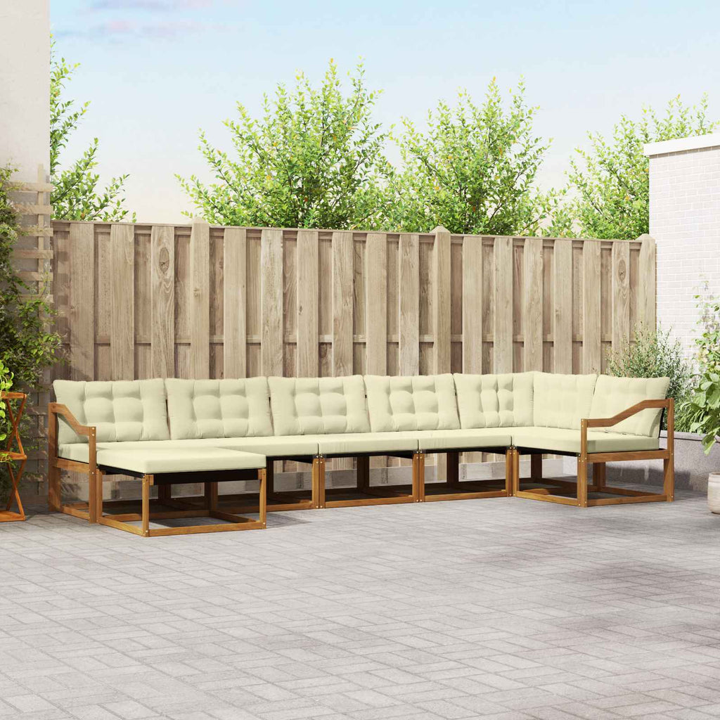 vidaXL Zestaw sof na zewnątrz z poduszką 7 pcs Naturalny i Kremowy