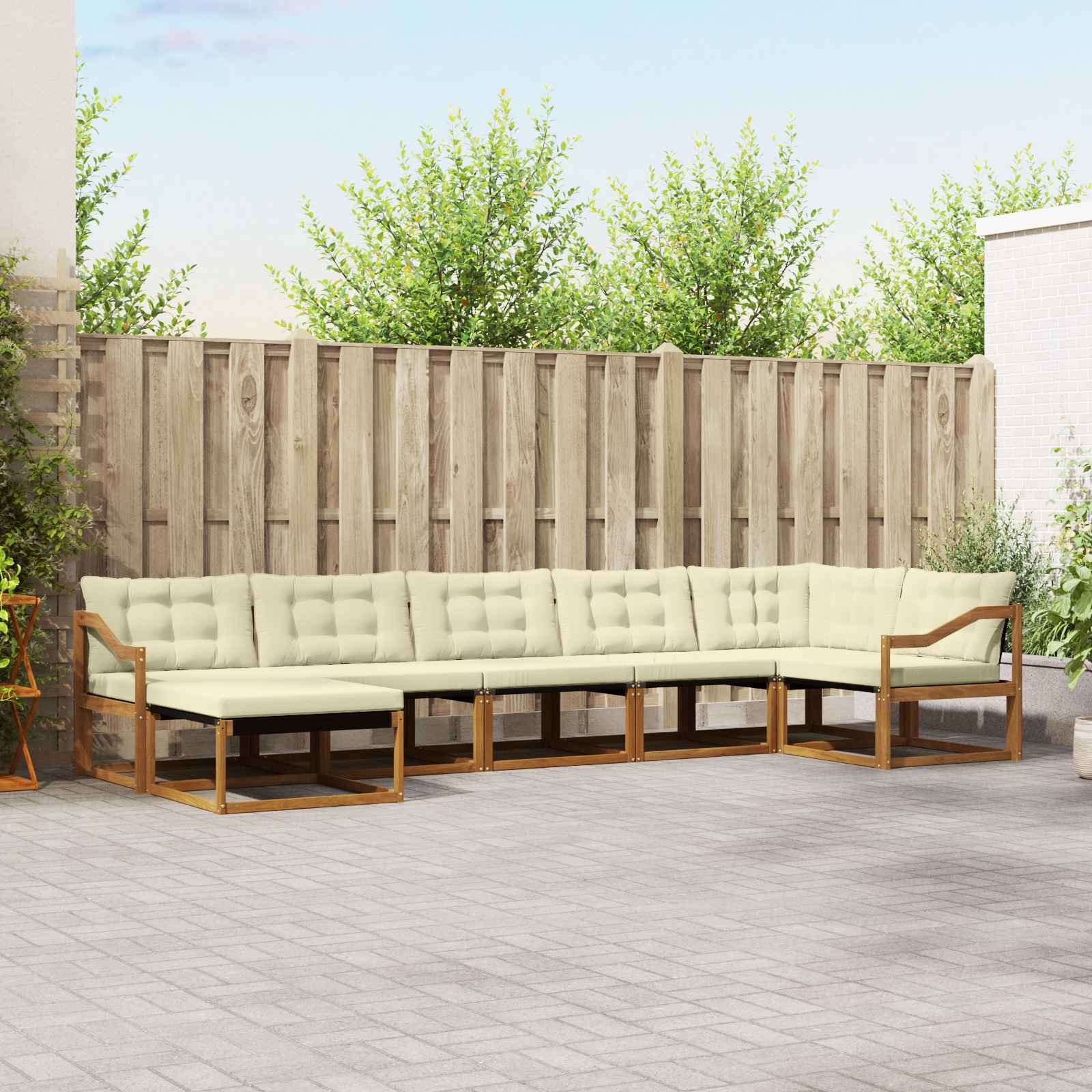vidaXL Zestaw sof na zewnątrz z poduszką 7 pcs Naturalny i Kremowy