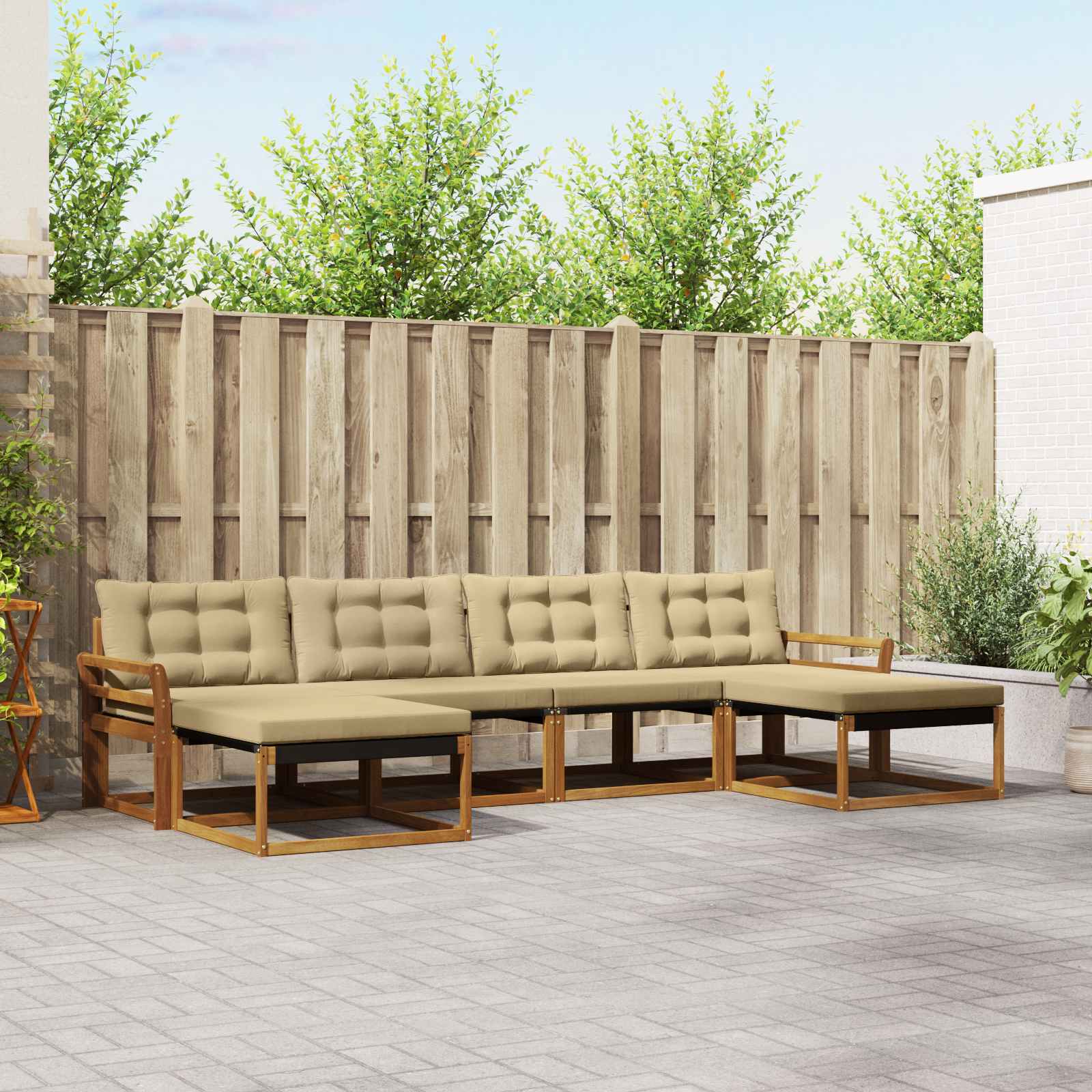 vidaXL Zestaw sof na zewnątrz z poduszką 6 pcs Naturalny i Beżowy