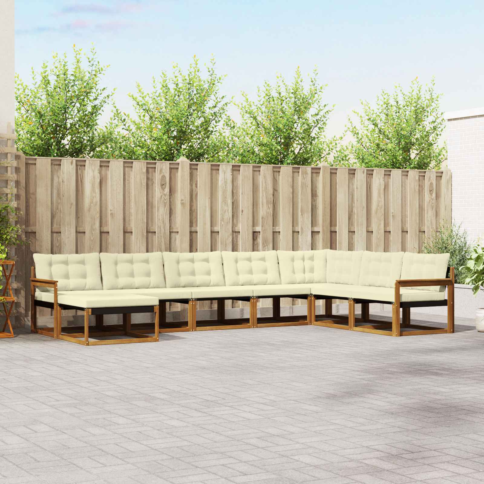 vidaXL Zestaw sof na zewnątrz z poduszką 8 pcs Naturalny i Kremowy