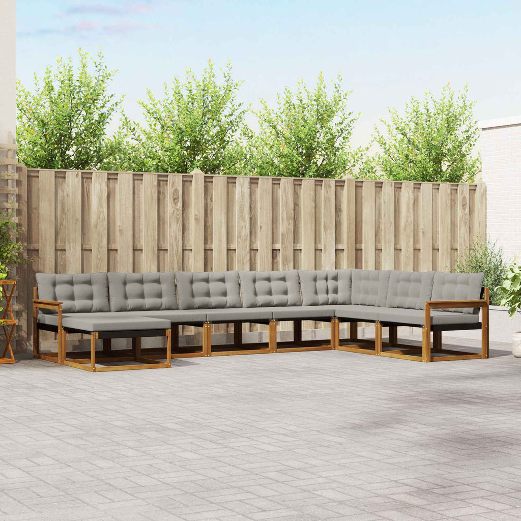 vidaXL Zestaw sof na zewnątrz z poduszką 8 pcs Naturalny i Jasny Szary