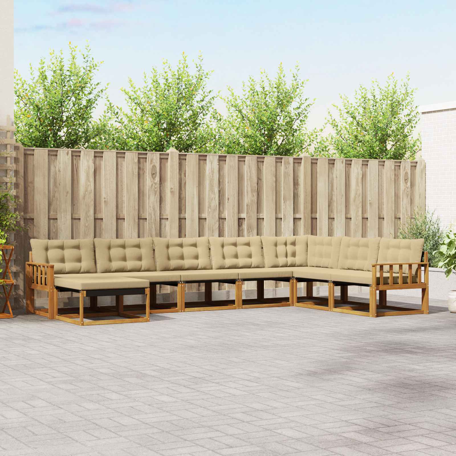 vidaXL Zestaw sof na zewnątrz z poduszką 8 pcs Naturalny i Beżowy