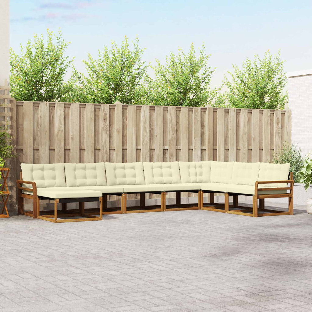 vidaXL Zestaw sof na zewnątrz z poduszką 8 pcs Naturalny i Kremowy