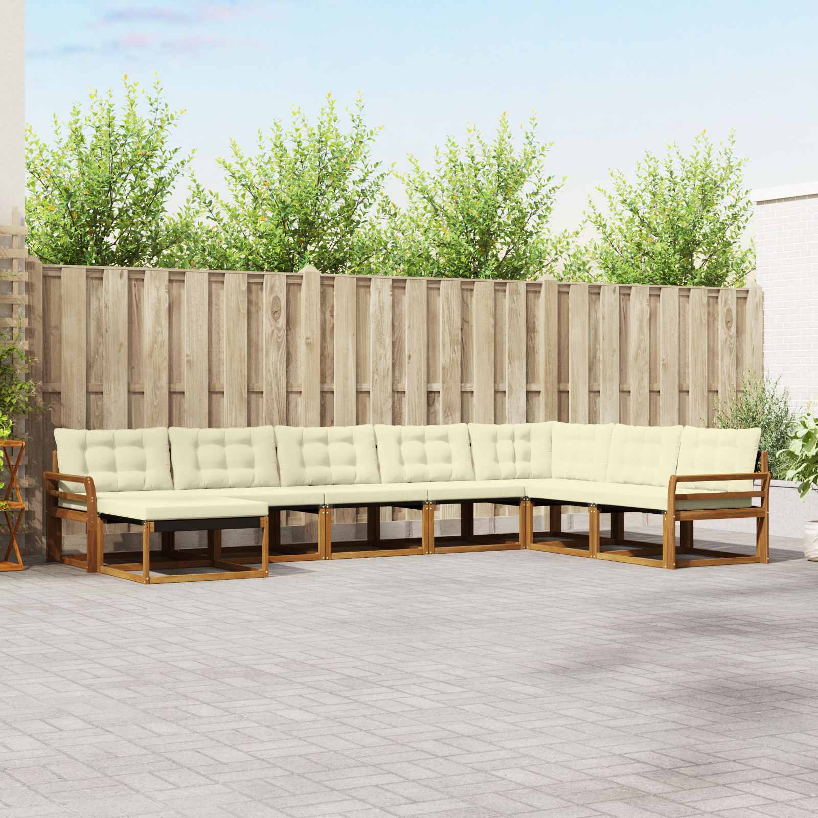 vidaXL Zestaw sof na zewnątrz z poduszką 8 pcs Naturalny i Kremowy