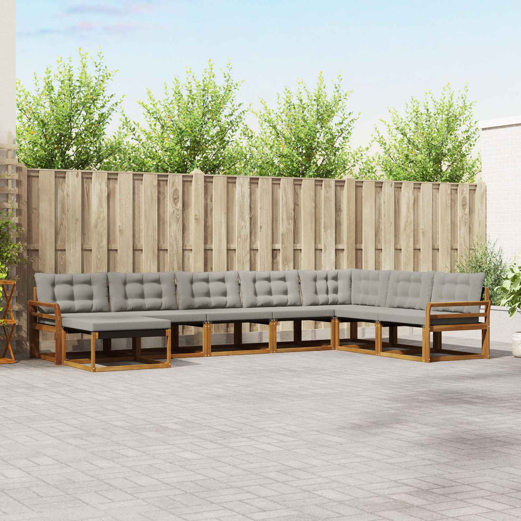 vidaXL Zestaw sof na zewnątrz z poduszką 8 pcs Naturalny i Jasny Szary