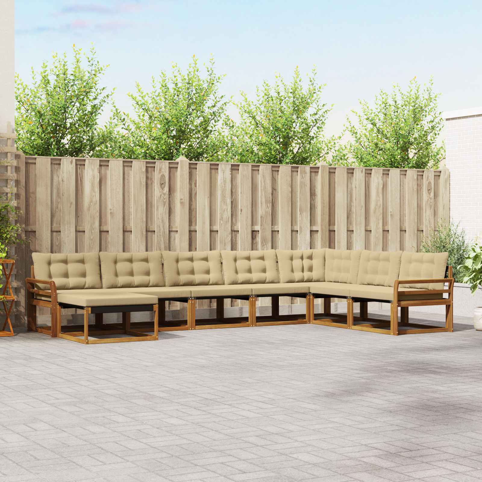 vidaXL Zestaw sof na zewnątrz z poduszką 8 pcs Naturalny i Beżowy