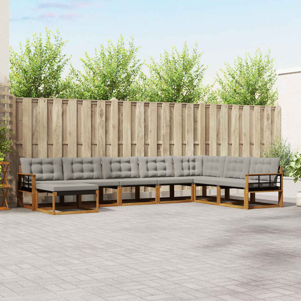 vidaXL Zestaw sof na zewnątrz z poduszką 8 pcs Naturalny i Jasny Szary