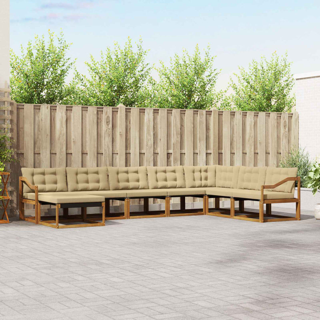 vidaXL Zestaw sof na zewnątrz z poduszką 8 pcs Naturalny i Beżowy