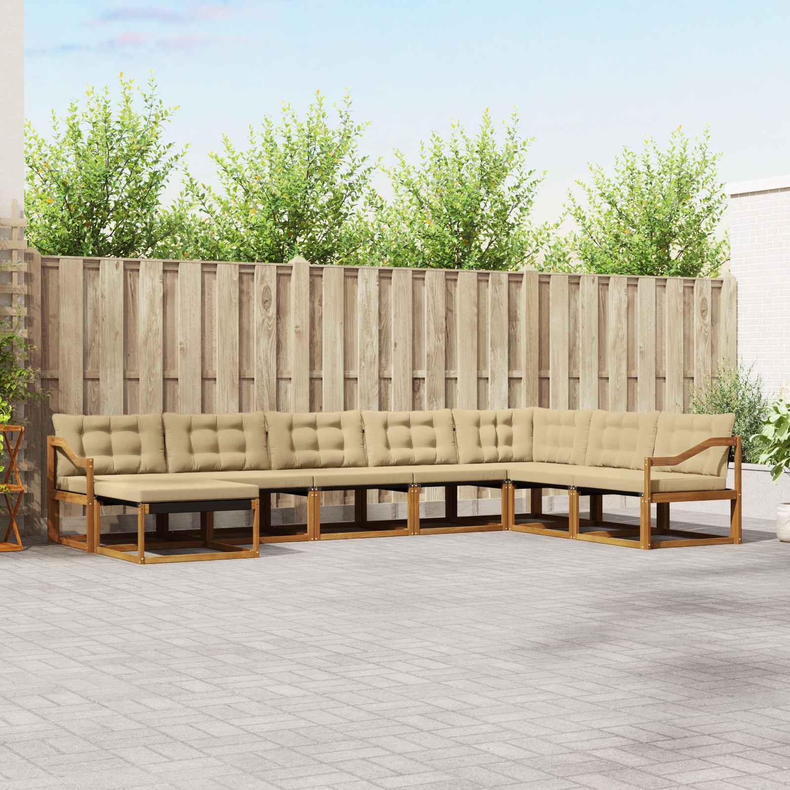 vidaXL Zestaw sof na zewnątrz z poduszką 8 pcs Naturalny i Beżowy