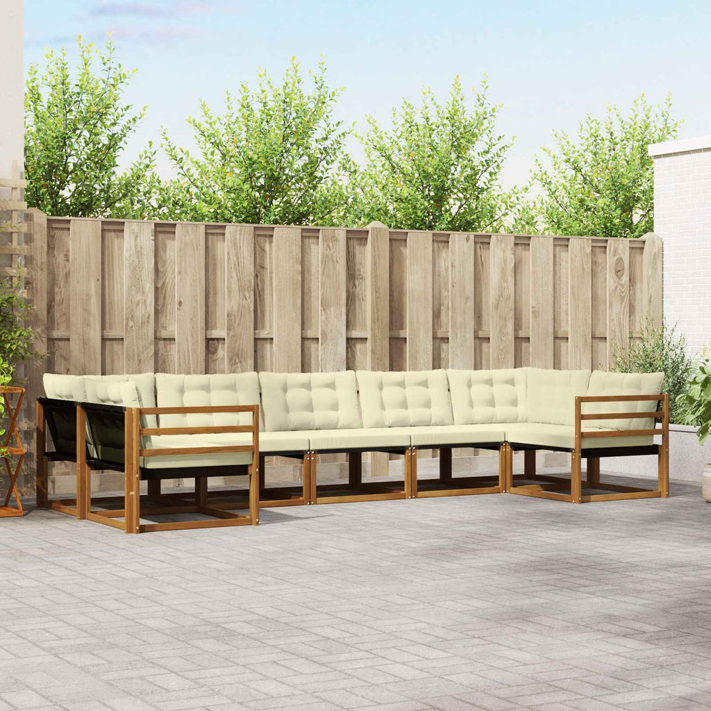 vidaXL Zestaw sof na zewnątrz z poduszką 7 pcs Naturalny i Kremowy