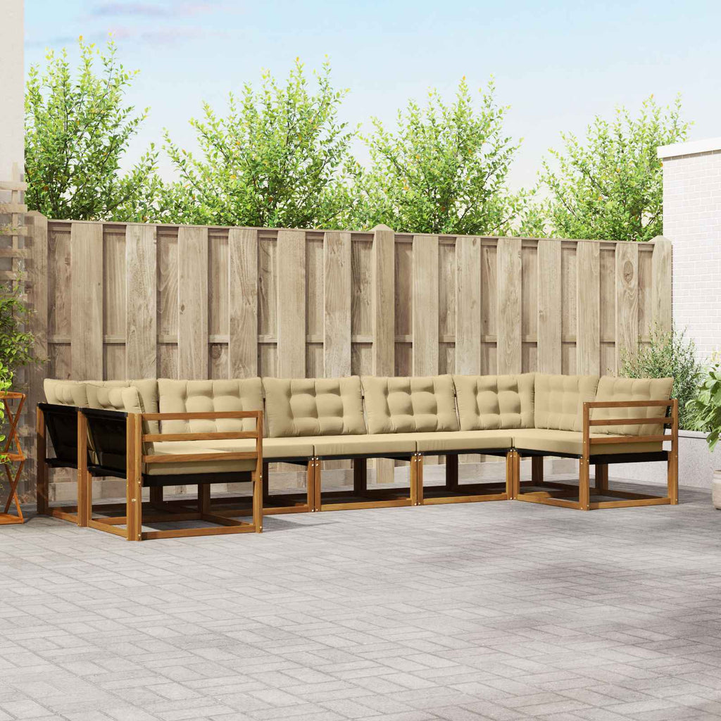 vidaXL Zestaw sof na zewnątrz z poduszką 7 pcs Naturalny i Beżowy