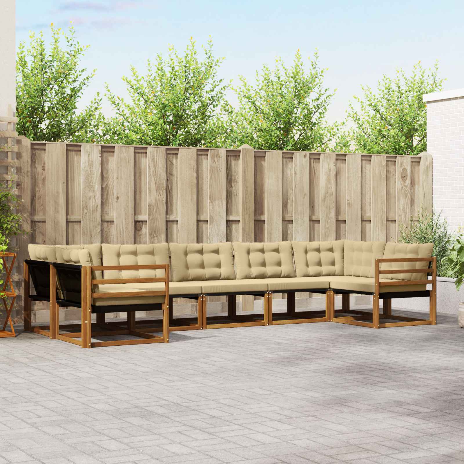 vidaXL Zestaw sof na zewnątrz z poduszką 7 pcs Naturalny i Beżowy