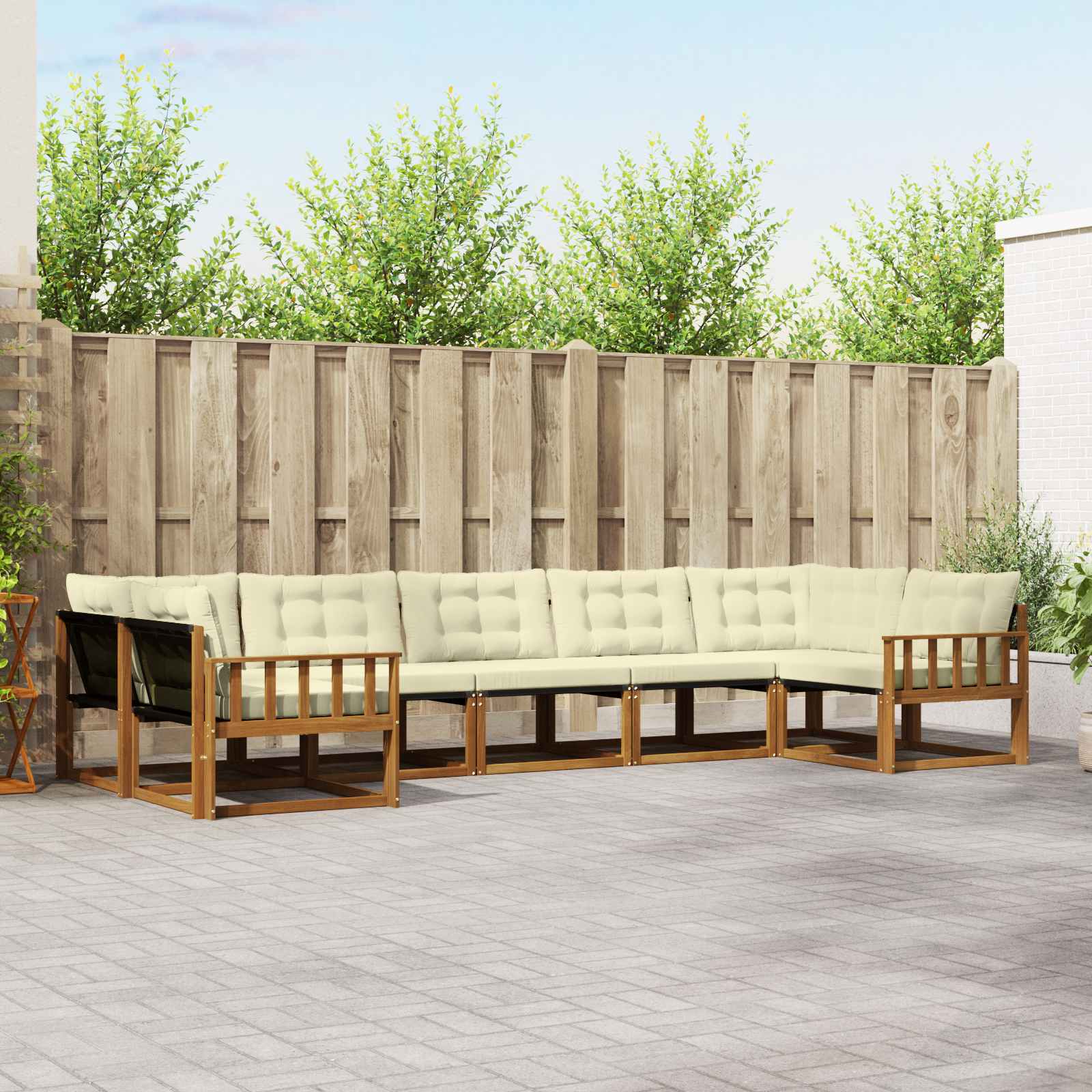 vidaXL Zestaw sof na zewnątrz z poduszką 7 pcs Naturalny i Kremowy
