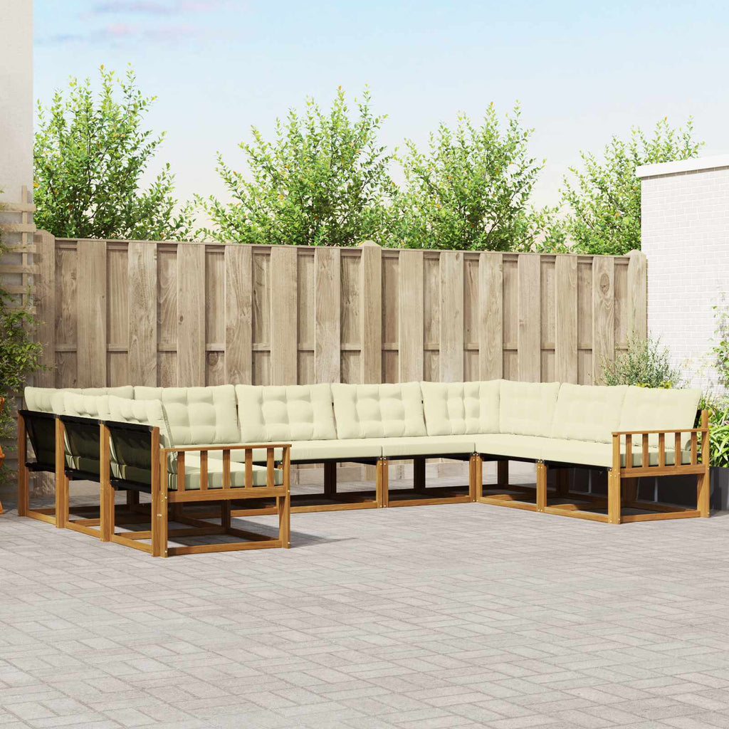 vidaXL Zestaw sof na zewnątrz z poduszką 9 pcs Naturalny i Kremowy