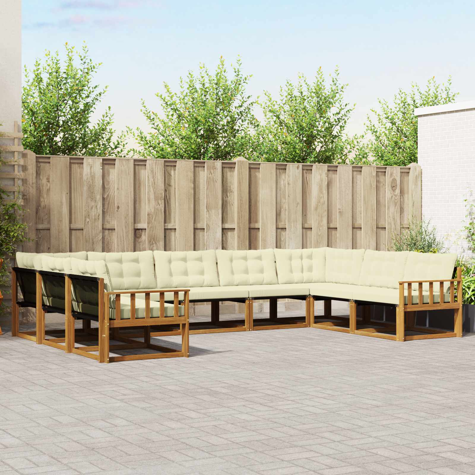 vidaXL Zestaw sof na zewnątrz z poduszką 9 pcs Naturalny i Kremowy